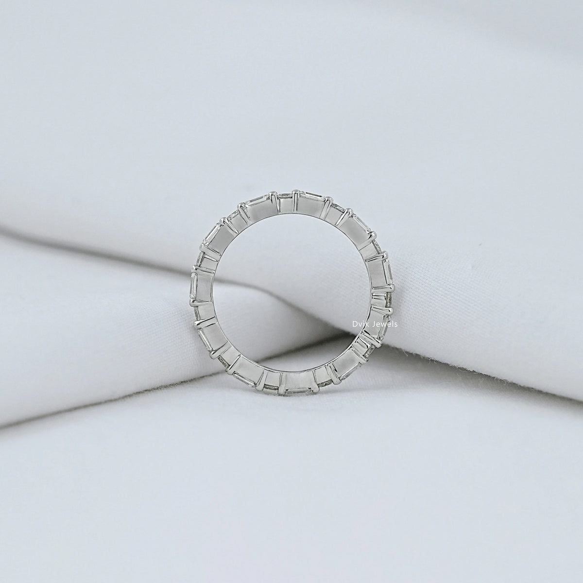 Emerald And Round Diamond Eternity Band