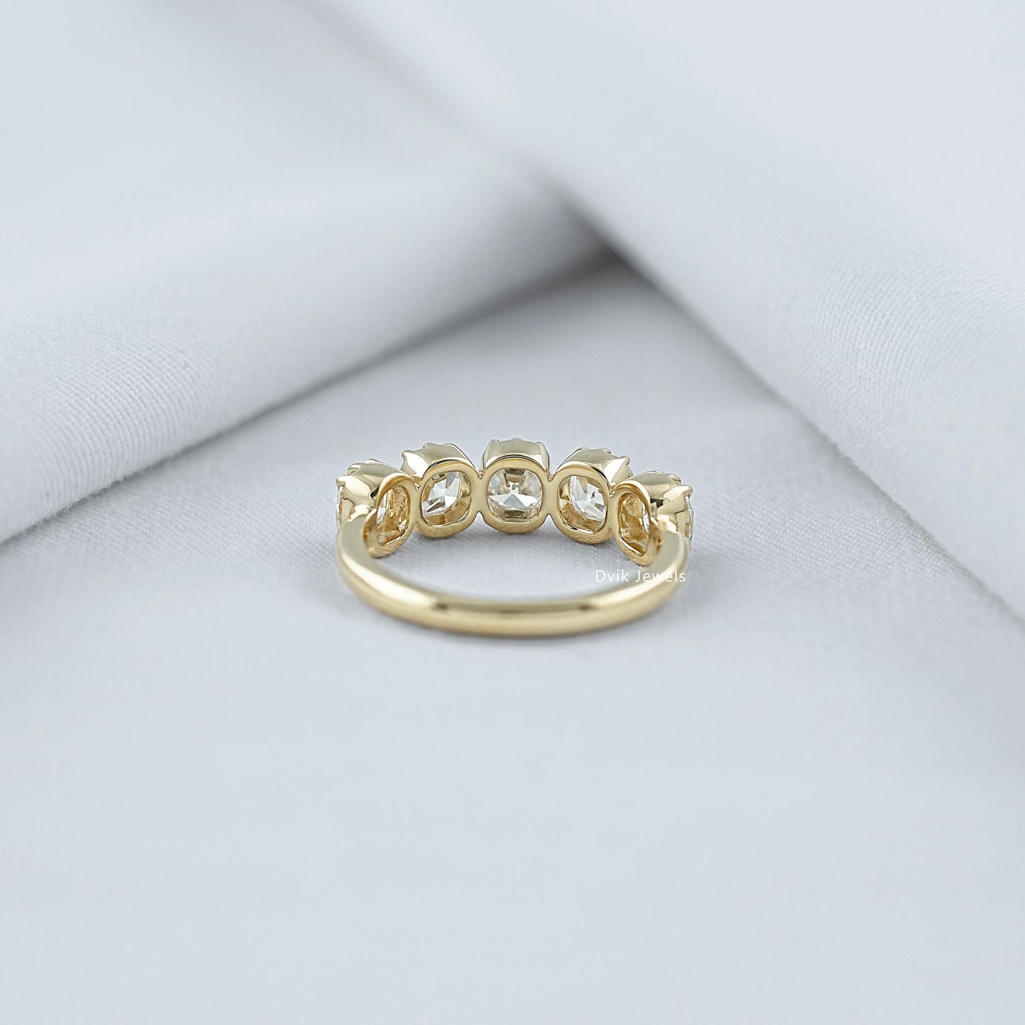 Square Old Mine Cushion Diamond Five Stone Band