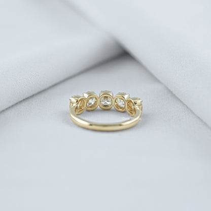 Square Old Mine Cushion Diamond Five Stone Band