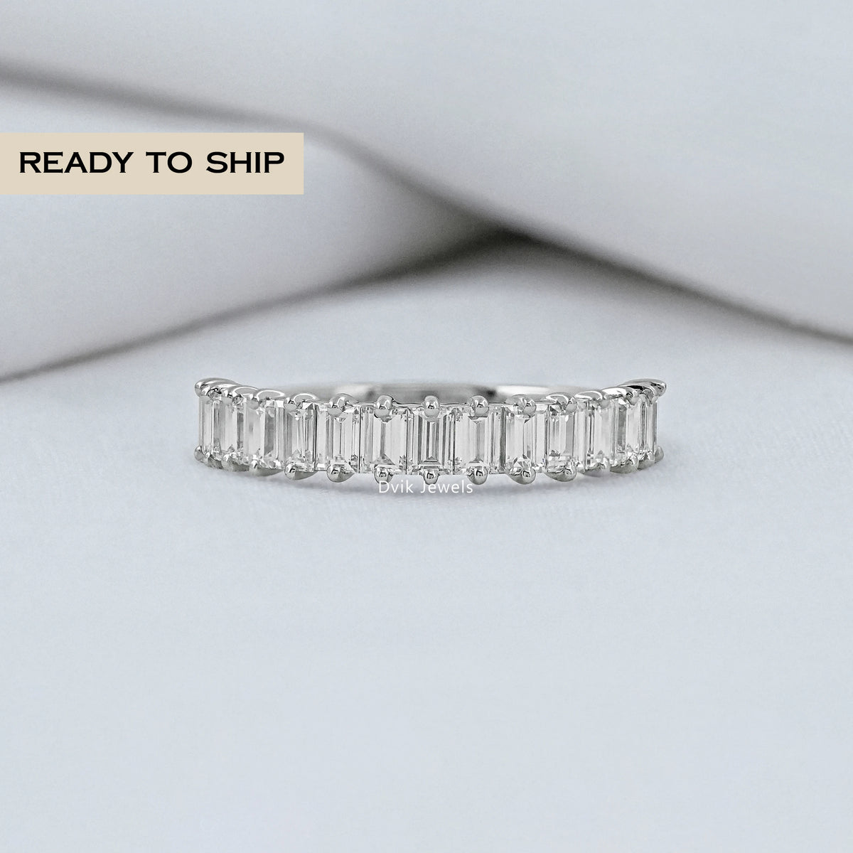 Baguette Cut Diamond Half Eternity Band