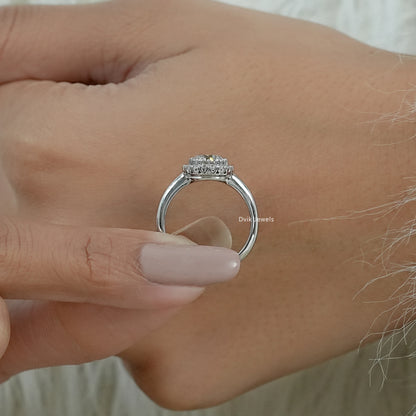 Old European Round Cut Diamond Halo Engagement Ring