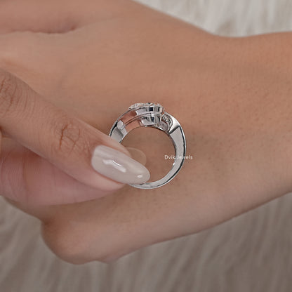 Oval Cut Diamond Filigree Bypass Ring