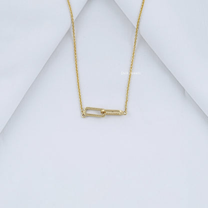 Round Lab Diamond Open Rectangle Double Link Pendant Pendant