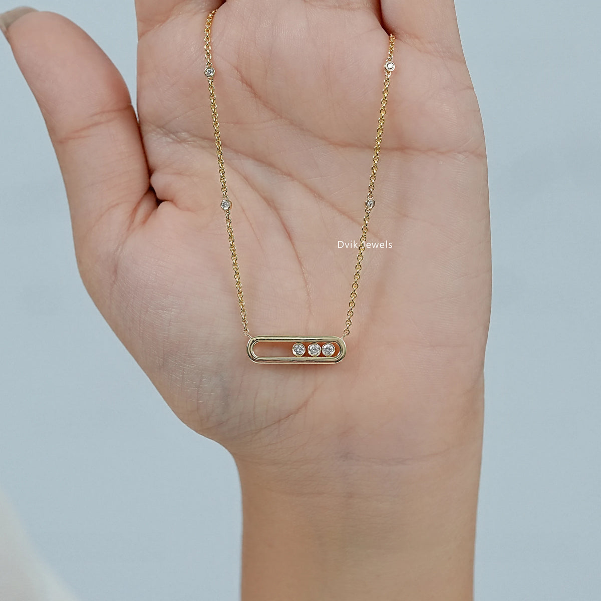 Movable Diamond Paperclip Pendant