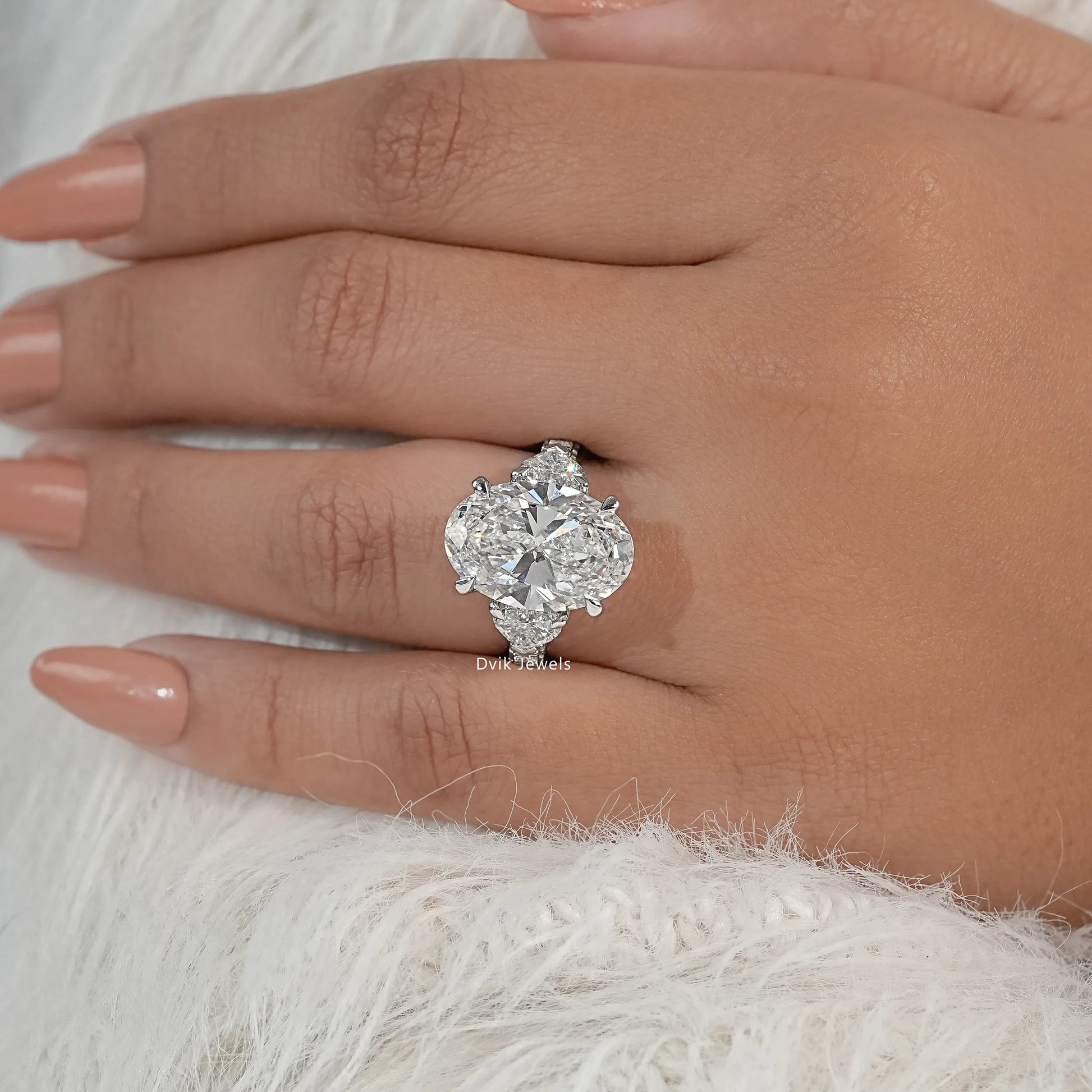 Pave Set Lab Diamond Oval Engagement Ring Ring