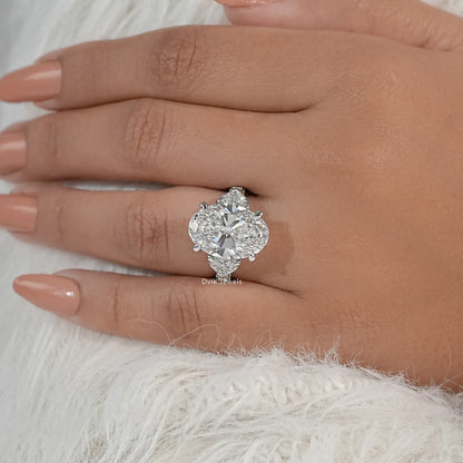 Pave Set Lab Diamond Oval Engagement Ring Ring