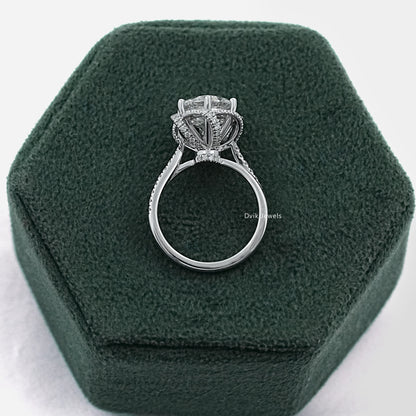 Round Cut Diamond Floral Halo Engagement Ring