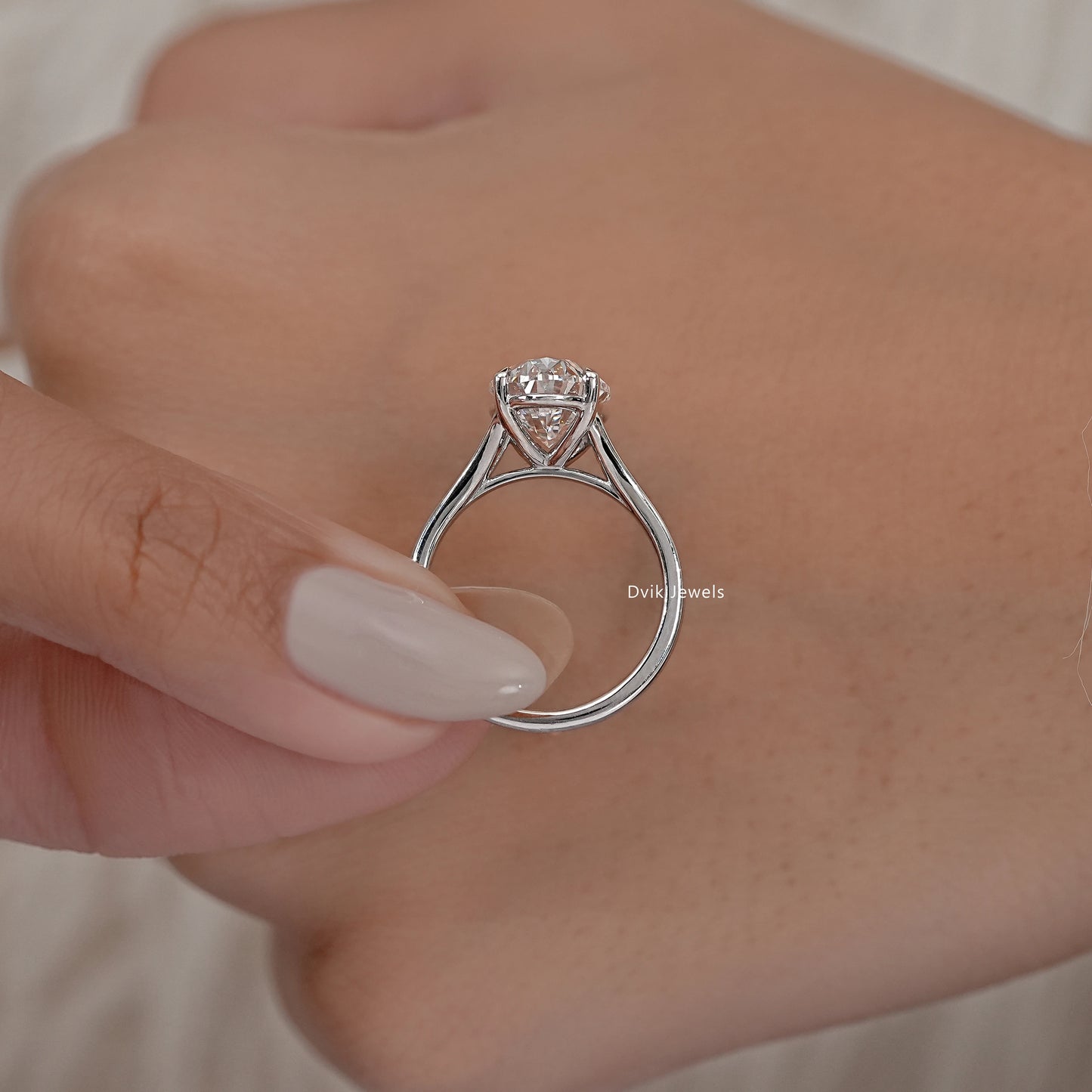 Lab Grown Oval Diamond Split Shank Solitaire Ring