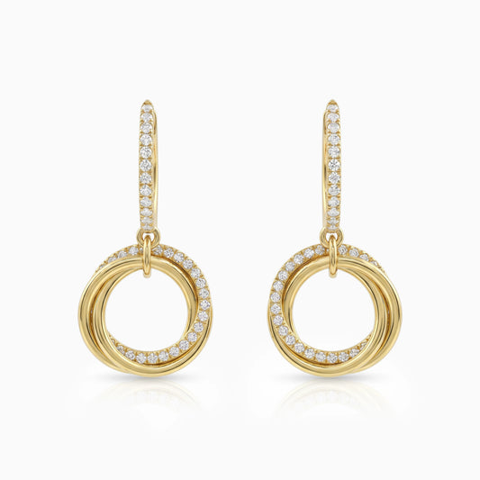 Diamond Interlocking Circle Dangle Hoop Earrings