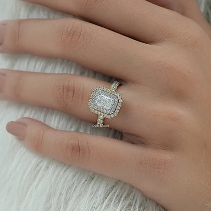 Radiant Cut Lab Diamond Double Halo Engagement Ring Ring
