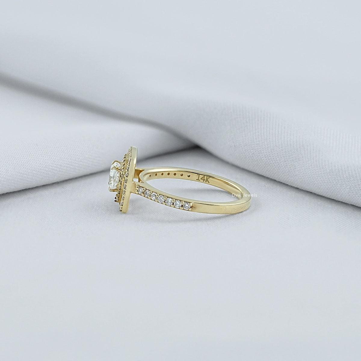Cushion Diamond Halo Accent Ring