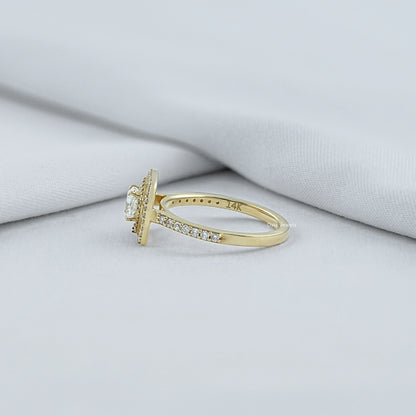Cushion Diamond Halo Accent Ring