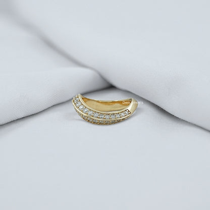 Double Row Round Diamond Curved Band