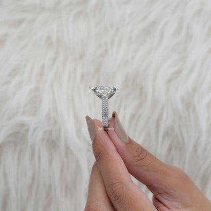 Double Row Oval Lab Diamond Accent Ring