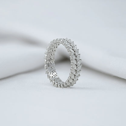 Double Row Marquise Lab Diamond Wedding Band