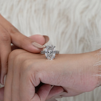 Double Row Oval Lab Diamond Accent Ring