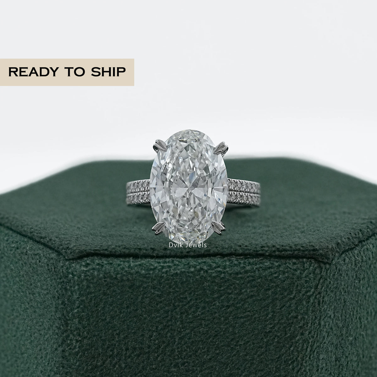 Double Row Oval Lab Diamond Accent Ring