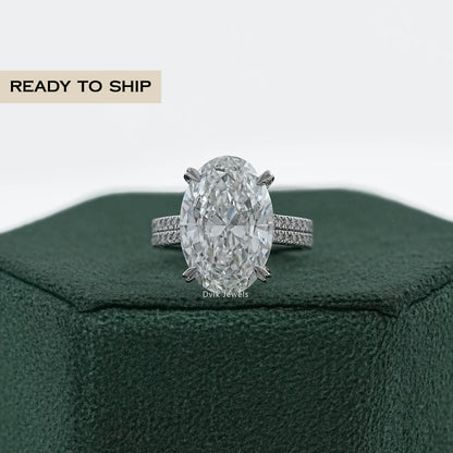 Double Row Oval Lab Diamond Accent Ring