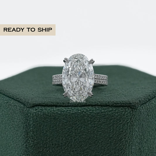 Double Row Oval Lab Diamond Accent Ring