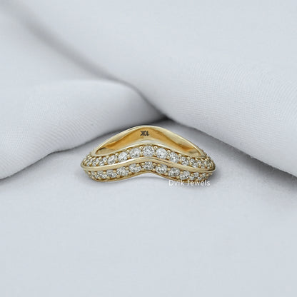 Double Row Round Diamond Curved Band