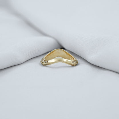 Double Row Round Diamond Curved Band