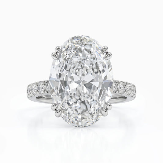 Double Claw Prong Oval Cut Lab Diamond Solitaire Accent Ring Ring