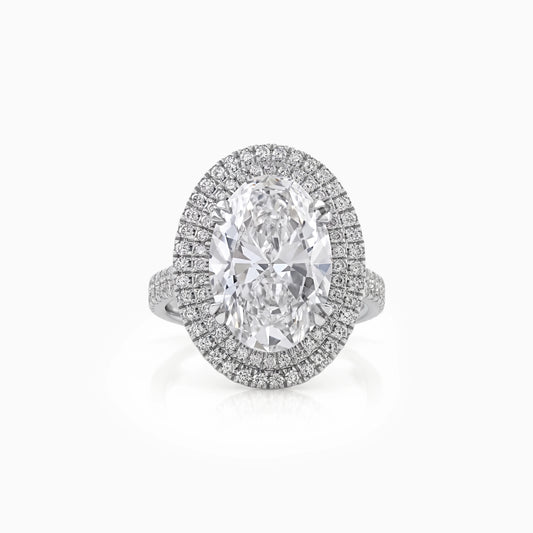 Double Halo Oval Diamond Engagement Ring