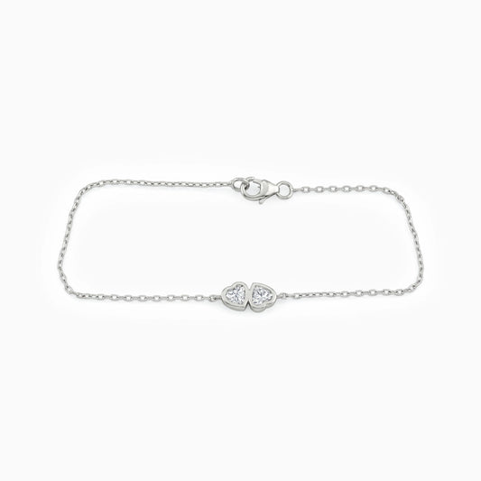 Double Heart Cut Lab Diamond Chain Bracelet Bracelet
