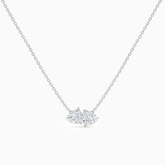 Double Heart Lab Diamond Pendant Necklace Pendant