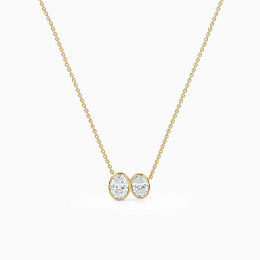 Double Oval Cut Lab Diamond Bezel Set Pendant Pendant