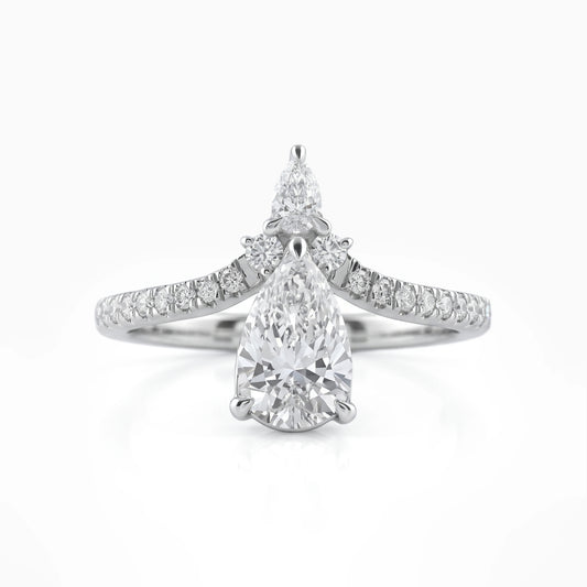 Double Pear Cut Lab Diamond Accent Set Ring Ring