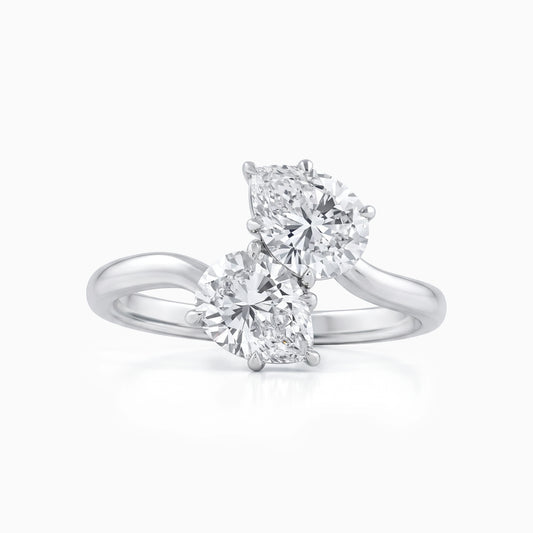 Double Pear Cut Lab Diamond Toi Moi Style Ring