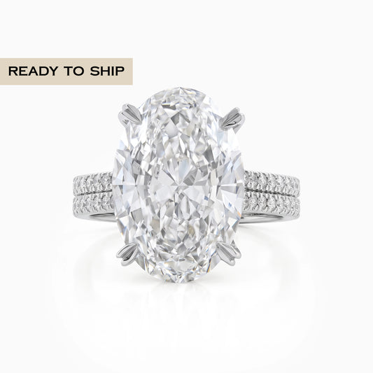 Double Row Oval Lab Diamond Accent Ring