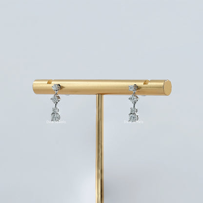 Round Cut Diamond Drop Earrings