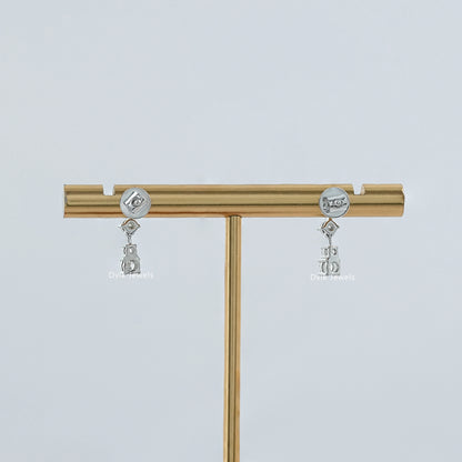 Round Cut Diamond Drop Earrings