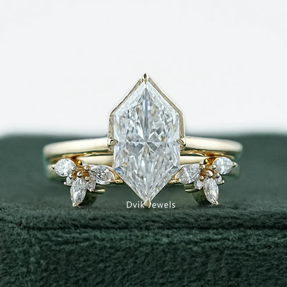 Dvik Jewels showing image Dutch Marquise Cut Lab Diamond Bridal Set Ring with leaf accents