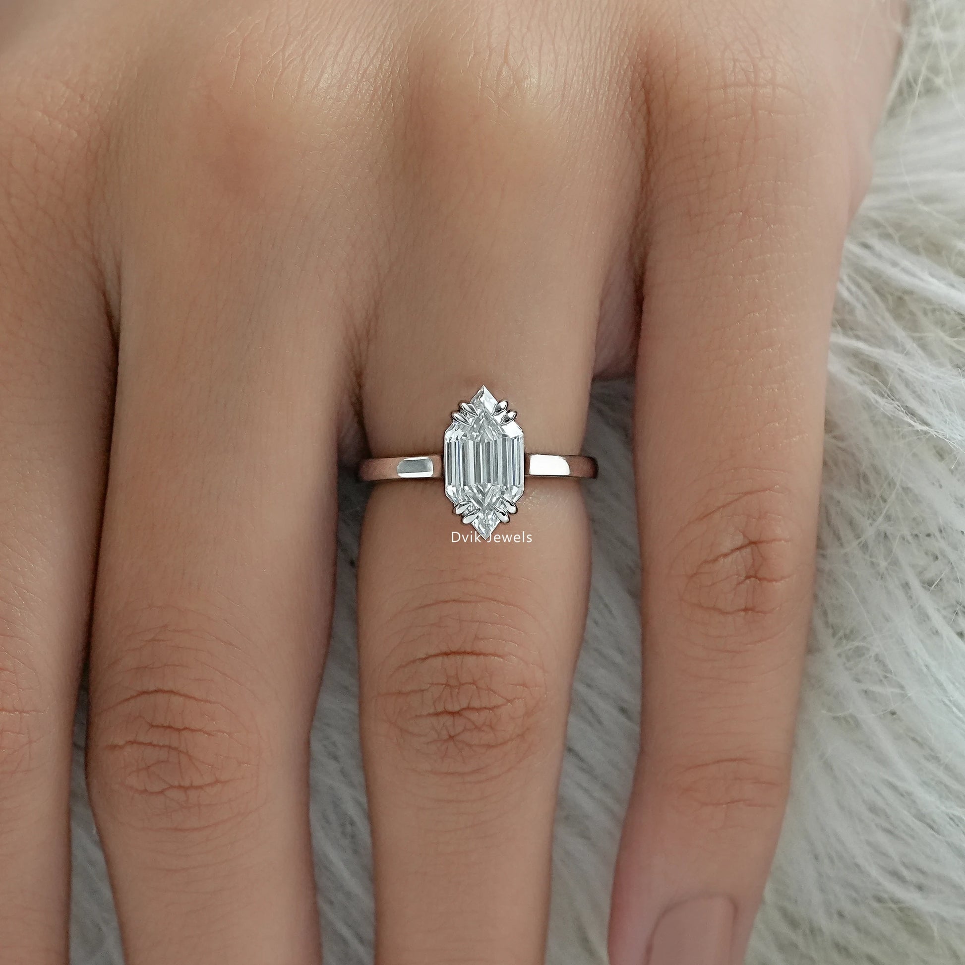 Dutch Marquise Step Cut Lab Diamond Solitaire Engagement Ring Ring