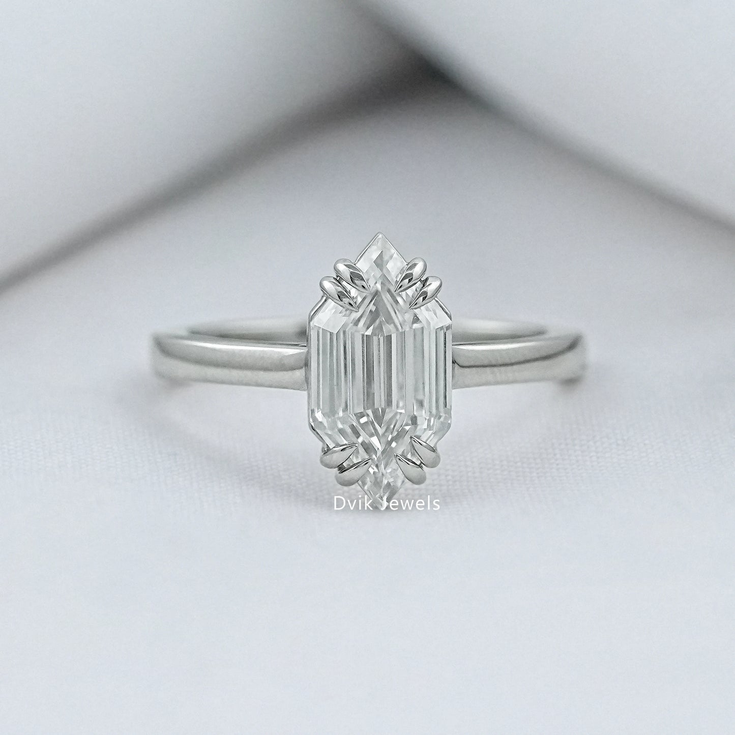 Dutch Marquise Step Cut Lab Diamond Solitaire Engagement Ring Ring