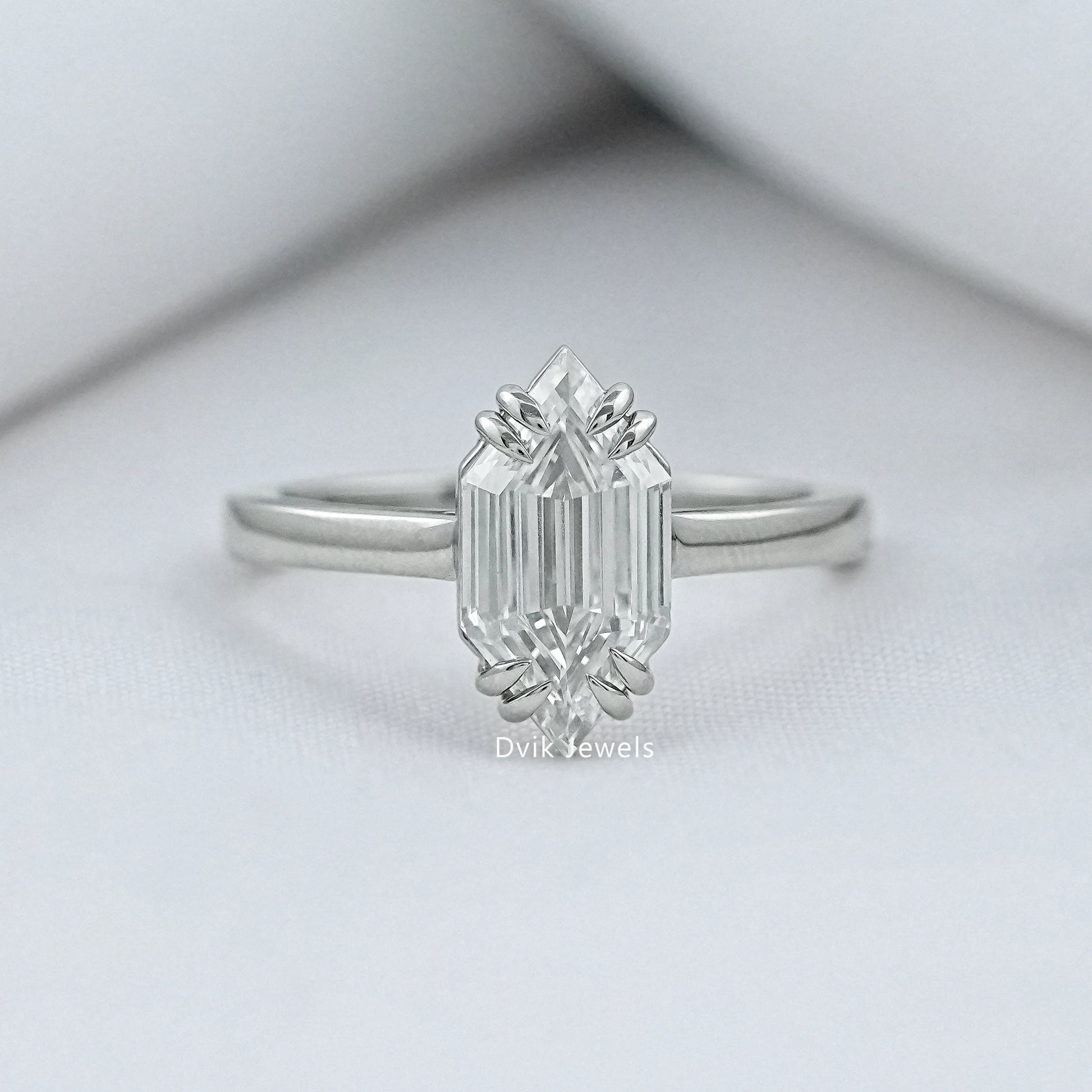 Dutch Marquise Step Cut Lab Diamond Solitaire Engagement Ring Ring