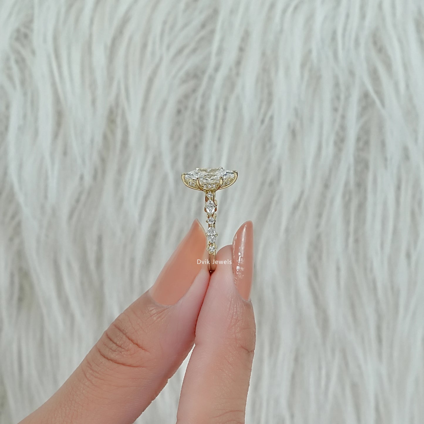 Dutch Marquise Lab Diamond Solitaire Accent Ring Ring