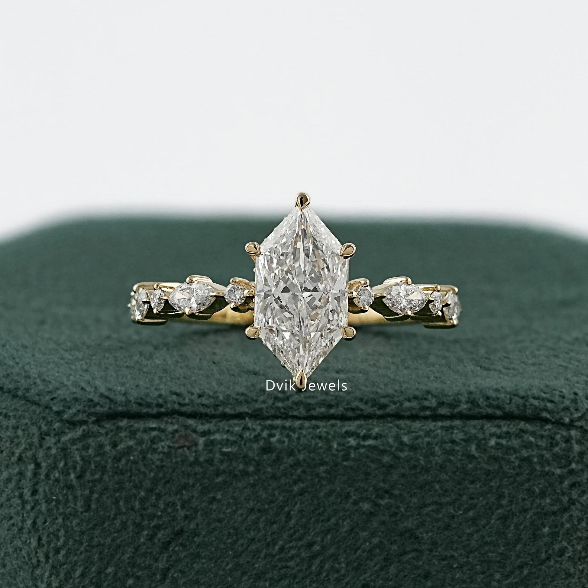 Dutch Marquise Lab Diamond Solitaire Accent Ring Ring