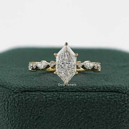 Dutch Marquise Lab Diamond Solitaire Accent Ring Ring