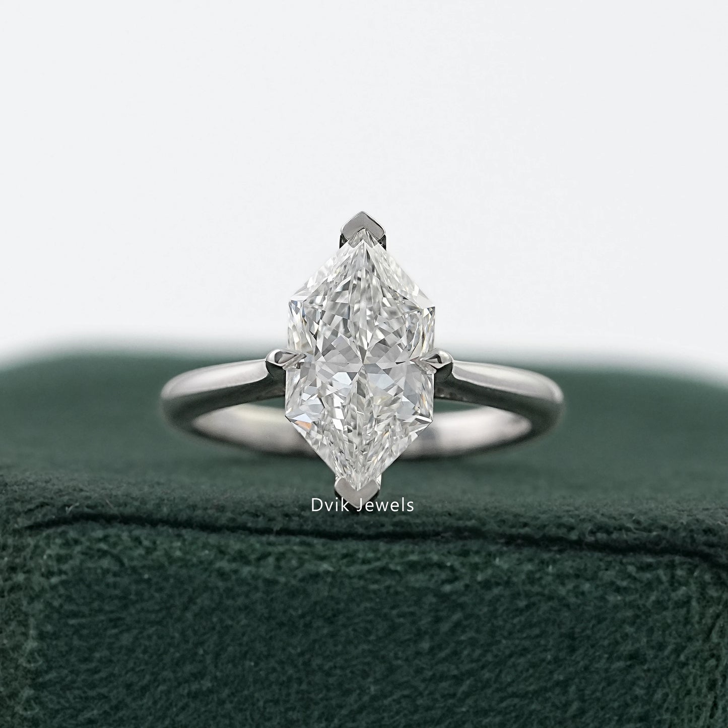 Dutch Marquise Lab Diamond Solitaire Ring with Four Prong Setting Ring
