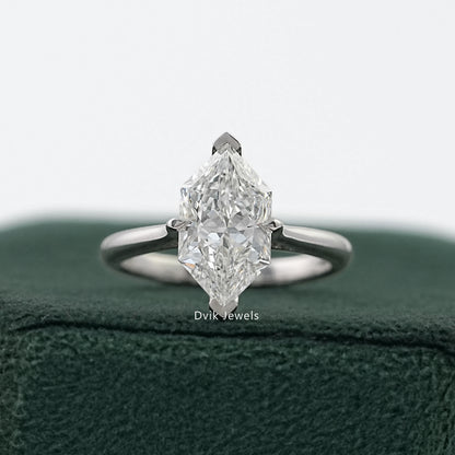 Dutch Marquise Lab Diamond Solitaire Ring with Four Prong Setting Ring