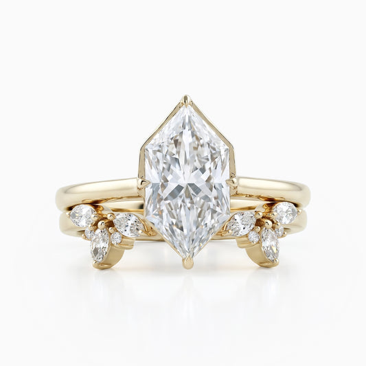 Dutch Marquise Lab Diamond Leaf Accent Ring Set Ring