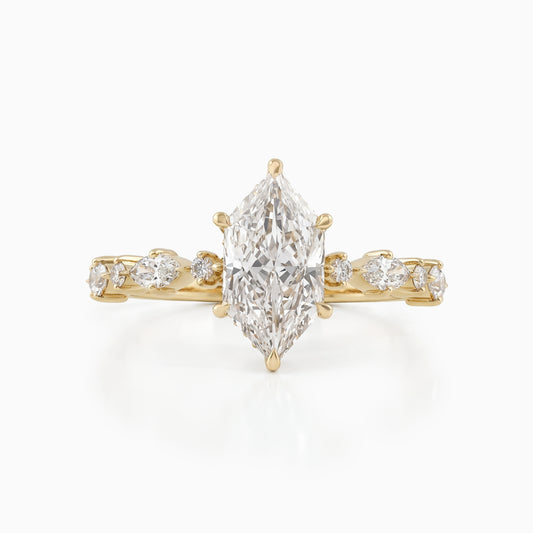 Dutch Marquise Lab Diamond Solitaire Accent Ring