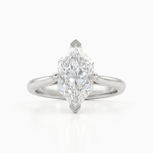 Dutch Marquise Lab Diamond Solitaire Ring with Four Prong Setting