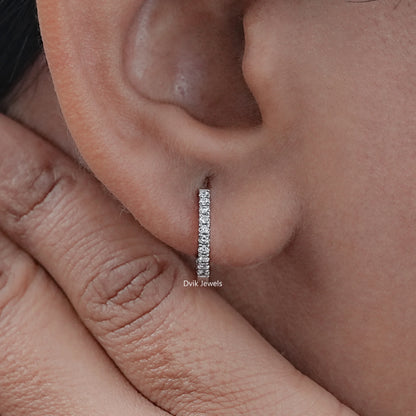 Dainty Round Diamond Inside Out Huggie Hoop Earrings