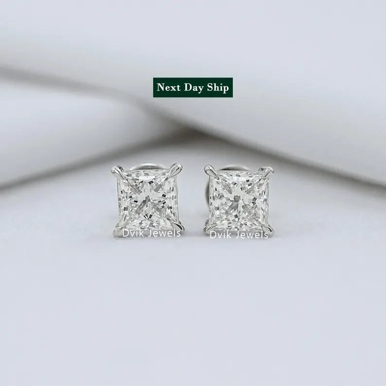 Princess Cut Lab Diamond Stud Earrings