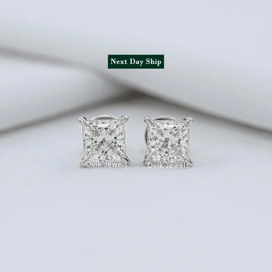 Princess Cut Lab Diamond Stud Earrings